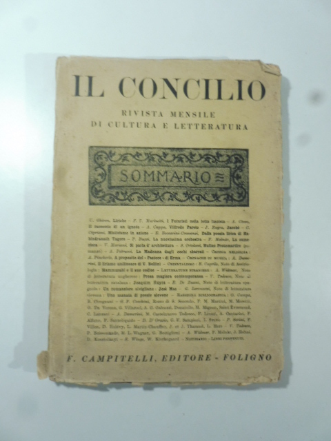 Il concilio. Rivista mensile di cultura e letteratura, n. 8-9, 15 settembre 1923